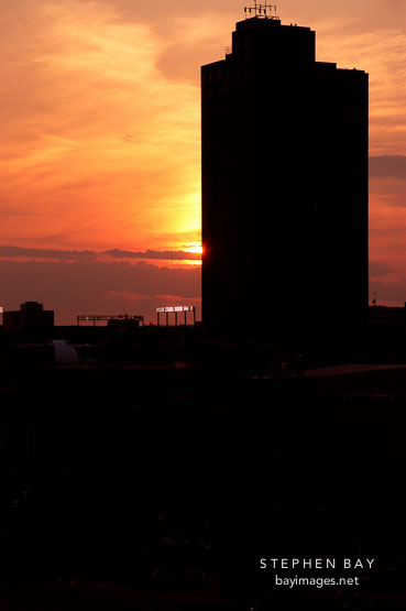 Skyscraper at sunset. Baltimore, Maryland, USA.