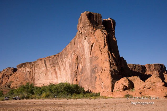 Canyon wall and Chinle wash. Canyon de Chelly NM, Arizona.