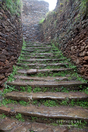 Stairs leading to the entrance of Drukgyal dzong.