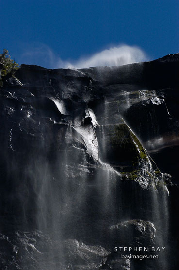 Mist at Bridalveil Falls. Yosemite National Park, California, USA.
