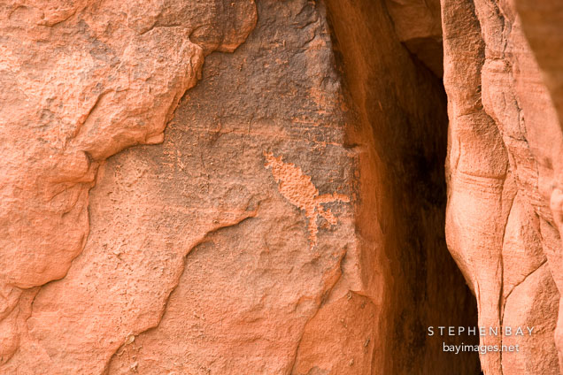 Petroglyph and desert varnish. V-Bar-V Ranch, Arizona, USA.