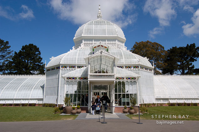 Entrance to the Conservatory of Flowers. Golden Gate Park, San Francisco, California, USA.