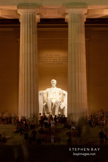 Entrance to the Lincoln Memorial at night. Washington, D.C.