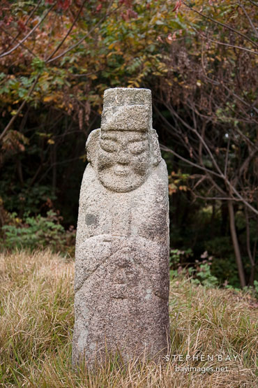 This stone burial mound guardian is hundreds of years old.