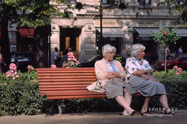 Elderly sisters. Runeberg Esplanadi. Helsinki, Finland.