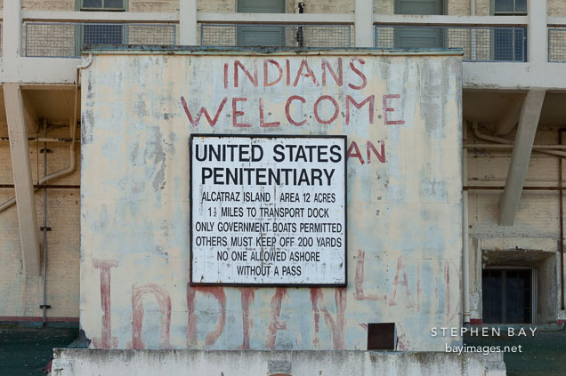 United States penitentiary sign. Alcatraz Island.