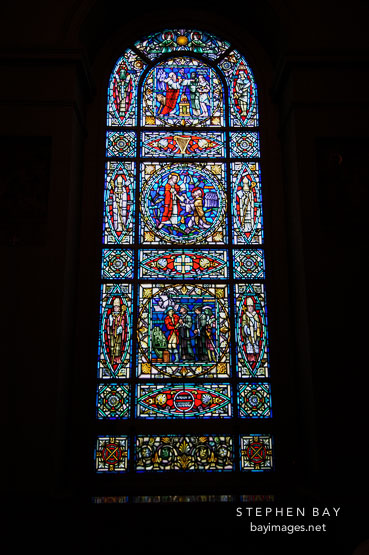 Stained glass. Basilica of the assumption of the blessed virgin Mary. Baltimore, Maryland, USA.