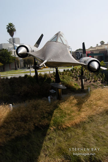 Two seat trainer Lockheed A-12 Blackbird (CIA version of the SR-71 Blackbird) nicknamed Titanium Goose. Exposition park, Los Angeles, California, USA.