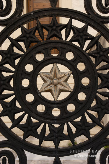 Detail of the gate at the George Washington Monument. Mount Vernon Place, Baltimore, Maryland, USA.