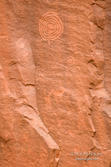 Spiral petroglyph at V-bar-V ranch. Arizona, USA.