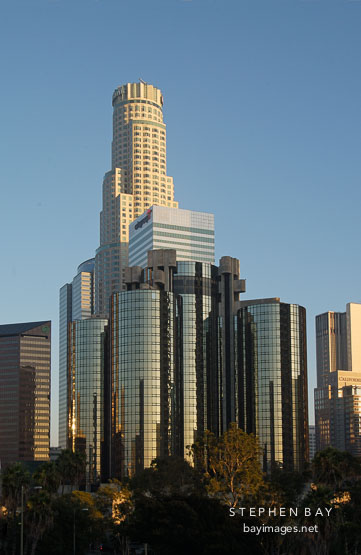US Bank Tower and Westin Bonaventure. Los Angeles, California, USA.