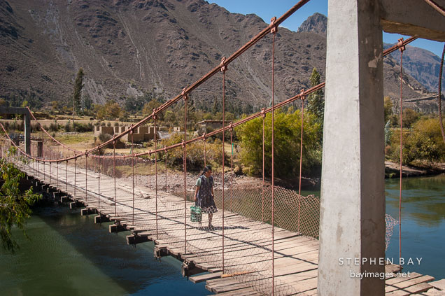 Bridge across the Urubamba river. Sacred Valley, Peru.