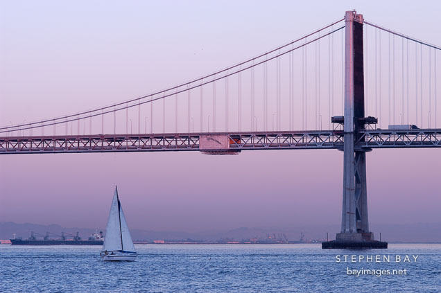 Oakland Bay Bridge at twilight. San Francisco, California.
