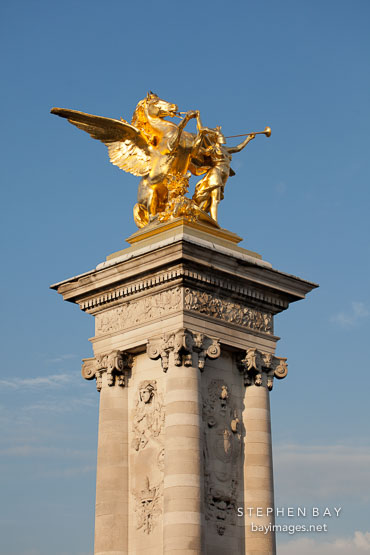 Pegasus sculpture on the Pont Alexandre. Paris, France.