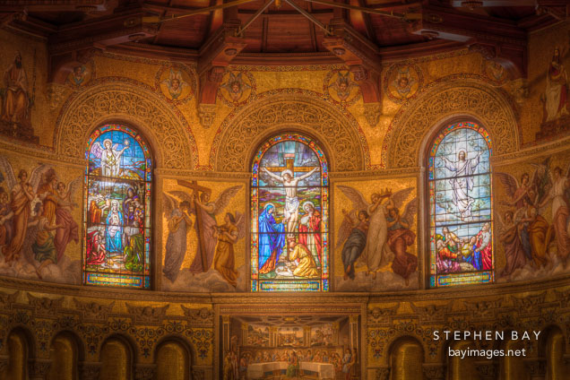Stained glass in the Memorial Church. Stanford, California.