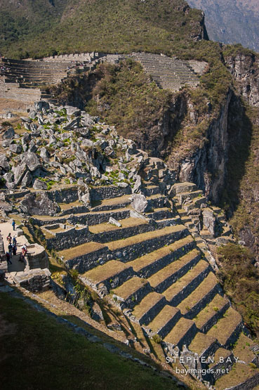 Terraces and quarry at Machu Picchu. Peru.