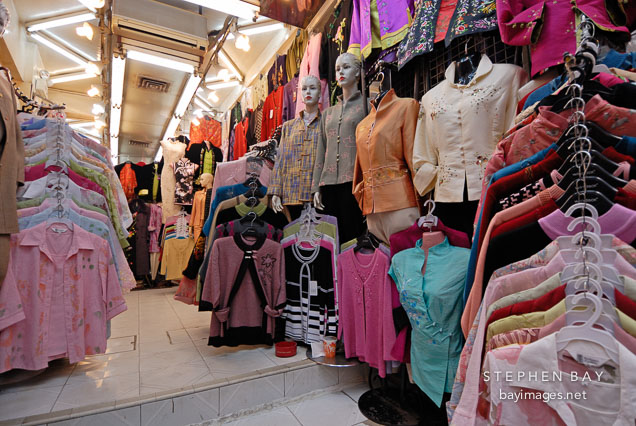 Clothes for sale. Li Yuen Street, Hong Kong, China.