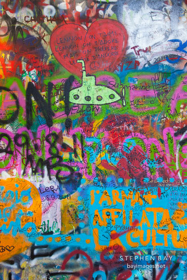 Graffiti on the Lennon Wall. Prague, Czech Republic.