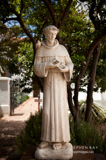 Saint Francis of Assisi statue. Mission San Luis Rey, California.