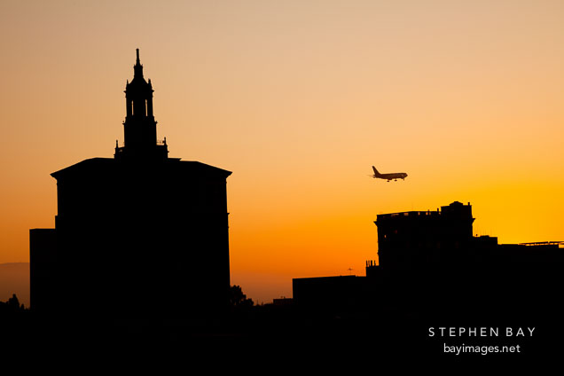Airplane preparing to land in San Jose.