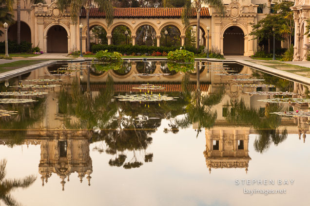 Pool and colonnade. Balboa Park, San Diego.