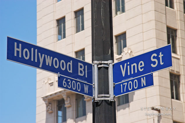 Hollywood and Vine street sign. Hollywood, California, USA.