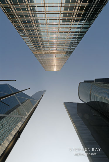 Cheung Kong Centre with the Bank of China Tower and Citibank Plaza. Hong Kong, China.