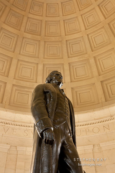 Looking up at the statue of Jefferson. Jefferson Memorial, Washington, D.C.