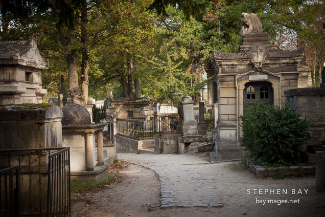 Mausoleums and grave stones at Pere Lachaise.