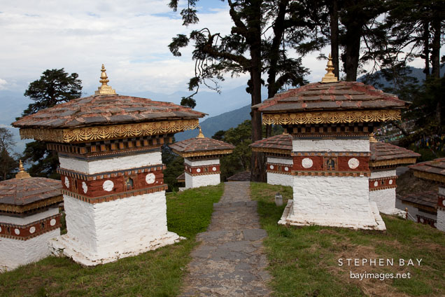 Path leading down through the 108 chorten. Dochu La, Bhutan.