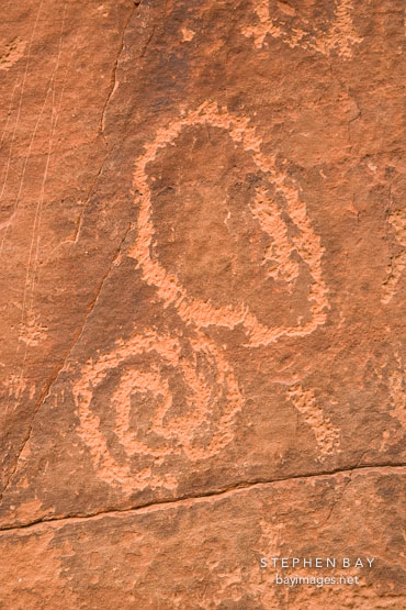 Close-up of spiral like petroglyph. V-Bar-V Ranch, Arizona, USA.