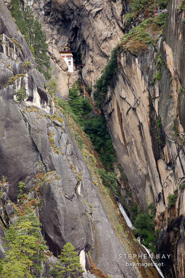 Singye Phu Lhakhang (Snow Lion Cave) is a meditation retreat. Paro Valley, Bhutan.
