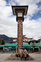 Clock tower in the center of Thimphu, Bhutan. - Photo #23901