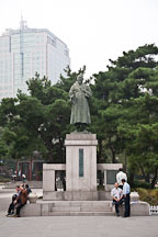 Byung Hee Son is honored with a bronze statue in Tapgol Park in Seoul, South Korea. Son was the leader of the group of 33 men who represented the people of Korea during the March 1st Movement. - Photo #21111