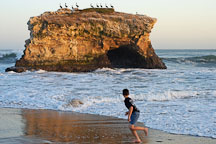 Boy running at Natural bridges state beach, California, USA. - Photo #3813