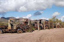 Row of abandoned cars. Goldfield, Phoenix, Arizona, USA. - Photo #5513