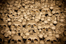 Bones stacked loosely in the ossuary. Sedlec, Czech Republic. - Photo #29818