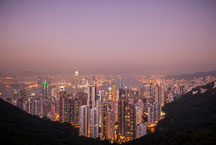 Hong Kong Skyline from Victoria Peak at twilight. Hong Kong, China. - Photo #14925