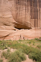 White House Ruins seen from the canyon floor. Canyon de Chelly NM, Arizona. - Photo #18225