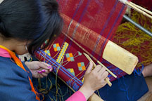 Student weaving a geometric pattern. National Institute for Zorig Chusum, Thimphu, Bhutan. - Photo #22926