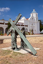 Statue of Jesus carrying cross. Mission San Luis Rey, California. - Photo #26632