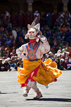 Dancer with white skull mask. Thimphu tsechu, Bhutan. - Photo #22534