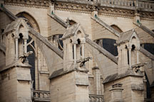Gargoyles and buttresses on Notre Dame Cathedral. Paris, France. - Photo #31335