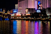Lights from Las Vegas Boulevard reflecting onto water. Las Vegas, Nevada, USA. - Photo #13336
