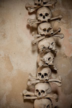 Stacked skulls and bones. Bone church, Sedlec, Czech Republic. - Photo #29837
