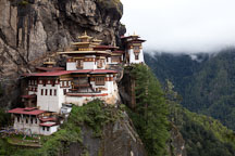 Taktshang Goemba is located high up on the cliff walls of Paro Valley, Bhutan. - Photo #24237