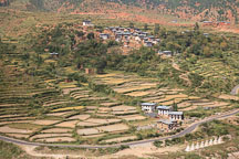 View overlooking houses in Wangdue, Bhutan. - Photo #23640