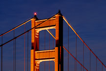 North tower of the Golden Gate Bridge at night. San Francisco, California, USA. - Photo #11742