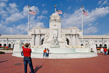 Tourists taking photographs at the Christopher Columbus Memorial Fountain. Union Station, Washington, D.C., USA. - Photo #11242