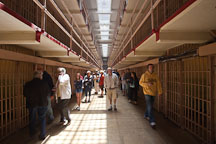 Tourists visiting the prison cell blocks at Alcatraz. - Photo #22143